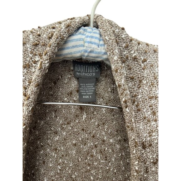 Additions By Chicos Taupe Textured Open Front Cardigan Sweater Size 1 - Picture 3 of 3